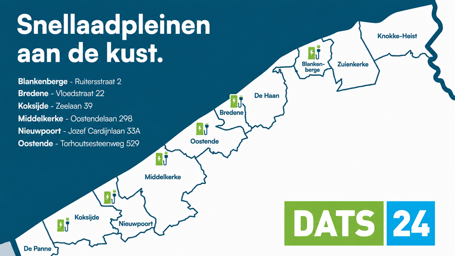 DATS 24 opent 6 laadpleinen aan Belgische kust voor zomerdrukte