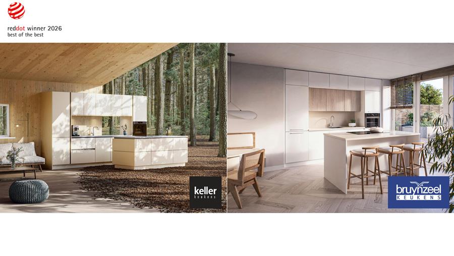 Bruynzeel en Keller winnen dubbele Red Dot Award 2026 voor biobased keukens
